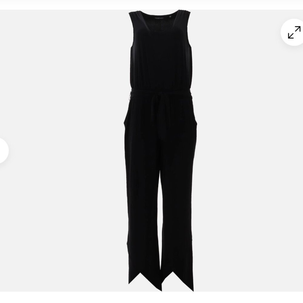 Colleen Lopez Square Neckline Split Tulip Hem Black Jumpsuit: Size 2X